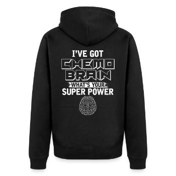 Cancer Survivor Cancer Fighter Chemotherapie Geschenk - Unisex Premium Bio Zip Hoodie - Schwarz - Hinten - Nico (187cm)