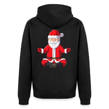 Weihnachten Yoga Meditation Xmas Geschenkidee - Unisex Premium Bio Zip Hoodie - Schwarz - Hinten - Nico (187cm)