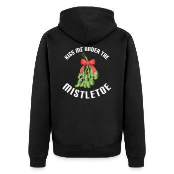 Kiss me under the mistletoe - Unisex Premium Organic Zip Hoodie - black - Back - Nico (187cm)