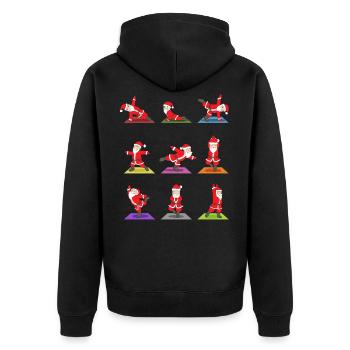Weihnachten Yoga Meditation Xmas Geschenkidee - Unisex Premium Bio Zip Hoodie - Schwarz - Hinten - Nico (187cm)