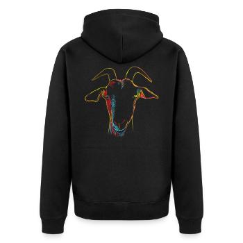 Colorful Goat Head - Unisex Premium Organic Zip Hoodie - black - Back - Nico (187cm)