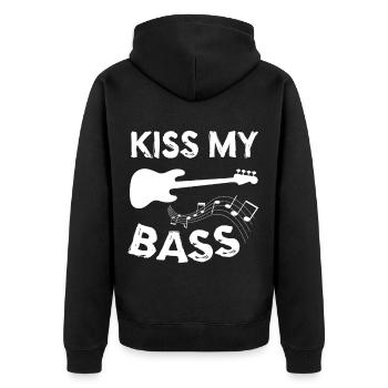 Kiss My Bass - Unisex Premium Organic Zip Hoodie - black - Back - Nico (187cm)