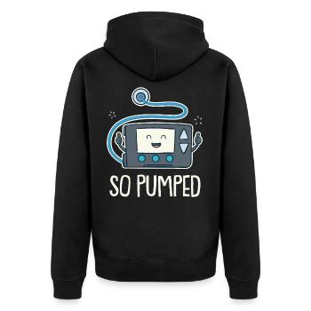 So Pumped Diabetes Type 1 Funny Insulin Pump - Unisex Premium Organic Zip Hoodie - black - Back - Nico (187cm)