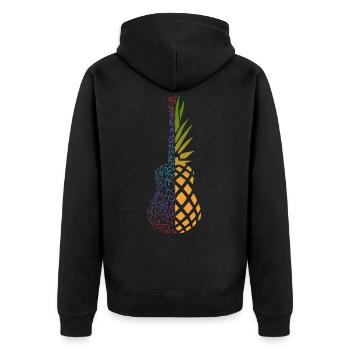 Bunte Ananas Ukulele - Unisex Premium Bio Zip Hoodie - Schwarz - Hinten - Nico (187cm)