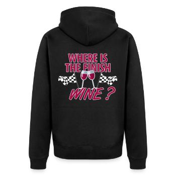 Where is the finish wine - Unisex Premium Bio Zip Hoodie - Schwarz - Hinten - Nico (187cm)