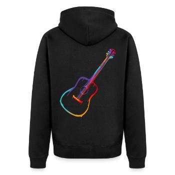 Dégradé de couleur Guitare acoustique - Veste à capuche bio Premium Unisexe - noir - Dos - Nico (187cm)