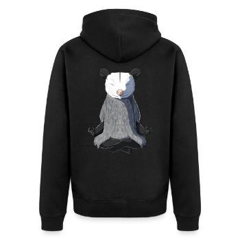Opossums Meditiert - Unisex Premium Bio Zip Hoodie - Schwarz - Hinten - Nico (187cm)