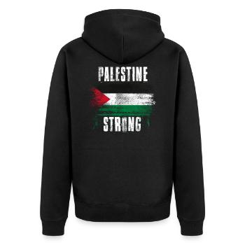 Palestine Strong Distressed Graffiti Flag - Unisex Premium Organic Zip Hoodie - black - Back - Nico (187cm)