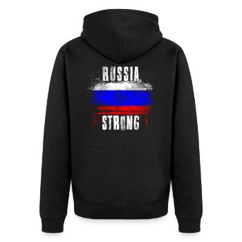 Russia Strong Distressed Graffiti Flag - Unisex Premium Organic Zip Hoodie - black - Back - Nico (187cm)