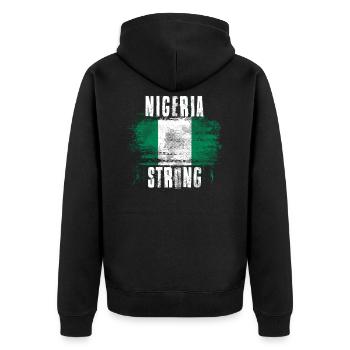Nigeria Strong Distressed Graffiti Flag - Unisex Premium Organic Zip Hoodie - black - Back - Nico (187cm)