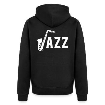 Klassische Saxophon-Musik-Jazz-Band-Liebhaber-Geschenke - Unisex Premium Bio Zip Hoodie - Schwarz - Hinten - Nico (187cm)