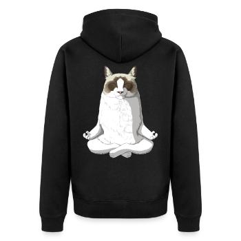 Ragdoll Katze - Unisex Premium Bio Zip Hoodie - Schwarz - Hinten - Nico (187cm)