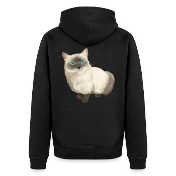 Ragdoll Katze - Unisex Premium Bio Zip Hoodie - Schwarz - Hinten - Nico (187cm)