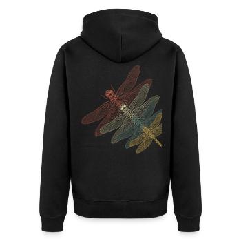Libellule rétro - Veste à capuche bio Premium Unisexe - noir - Dos - Nico (187cm)