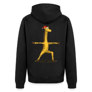 Yoga giraffe warrior pose meditation gift - Unisex Premium Organic Zip Hoodie - black - Back - Nico (187cm)