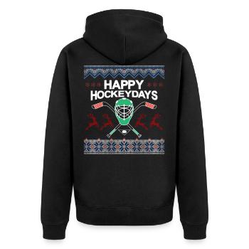 Hockey Spieler Ugly Christmas Sweater Geschenk - Unisex Premium Bio Zip Hoodie - Schwarz - Hinten - Nico (187cm)