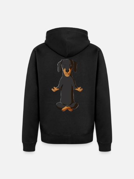 Meditation Dackel - Unisex Premium Bio Zip Hoodie - Schwarz