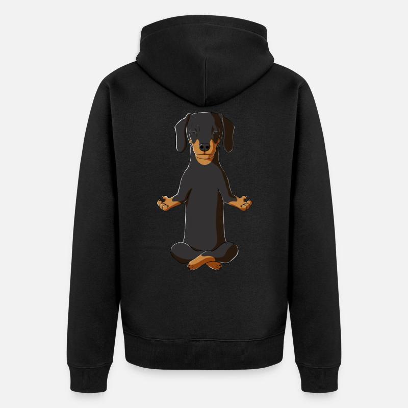 Teckel de méditation - Veste à capuche bio Premium Unisexe - noir