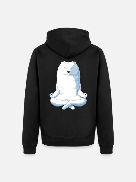 Samoyed Yoga - Unisex Premium Organic Zip Hoodie - black