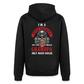 Granddad Grandfather Motorcycle Retirement Gift - Unisex Premium Organic Zip Hoodie - black - Back - Nico (187cm)