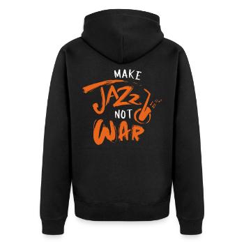 Machen Sie Jazz-nicht Kriegsmusik-Jazz-Band-Liebhaber-Geschenke - Unisex Premium Bio Zip Hoodie - Schwarz - Hinten - Nico (187cm)