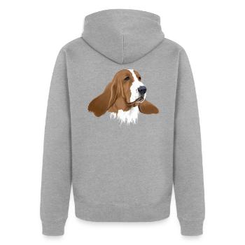 Basset Hound - Unisex Premium Organic Zip Hoodie - heather grey - Back - Nico (187cm)