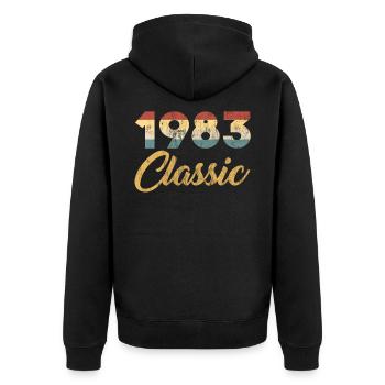 37 ème cadeau d'anniversaire pour hommes et femmes 1983 - Veste à capuche bio Premium Unisexe - noir - Dos - Nico (187cm)