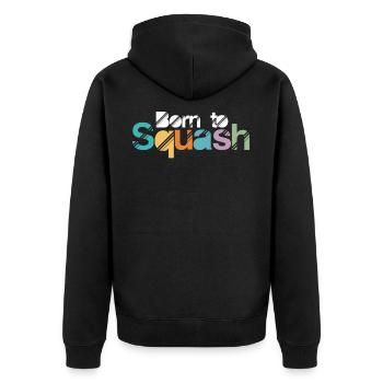 Geboren, Sport-Kürbis-Spieler-Geschenk zu quetschen - Unisex Premium Bio Zip Hoodie - Schwarz - Hinten - Nico (187cm)