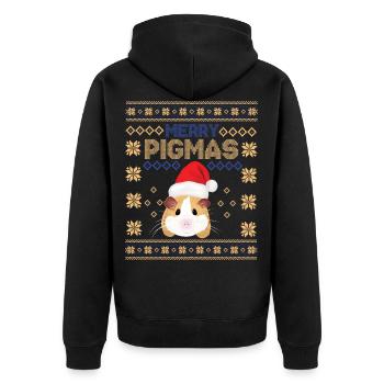 Chemise de cadeau de pull de Noël moche de joyeux Pigmas - Veste à capuche bio Premium Unisexe - noir - Dos - Nico (187cm)