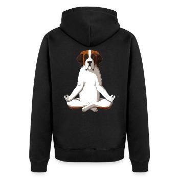 Bernhardiner - Unisex Premium Bio Zip Hoodie - Schwarz - Hinten - Nico (187cm)