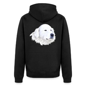 Great Pyrenees Dog - Unisex Premium Organic Zip Hoodie - black - Back - Nico (187cm)