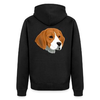 Beagle Hund - Unisex Premium Bio Zip Hoodie - Schwarz - Hinten - Nico (187cm)