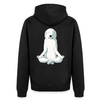 Yoga Great Pyrenees Dog - Unisex Premium Organic Zip Hoodie - black - Back - Nico (187cm)