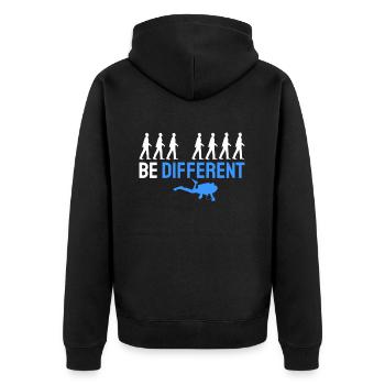 Taucher Lustig Tauchen Prüfung Abzeichen Geschenk - Unisex Premium Bio Zip Hoodie - Schwarz - Hinten - Nico (187cm)