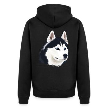 Chien husky - Veste à capuche bio Premium Unisexe - noir - Dos - Nico (187cm)