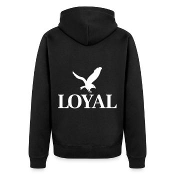 Loyal Adler - Unisex Premium Bio Zip Hoodie - Schwarz - Hinten - Nico (187cm)