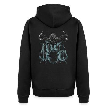 Schlagzeuger Musikliebhaber Rockbands Trommeln - Unisex Premium Bio Zip Hoodie - Schwarz - Hinten - Nico (187cm)