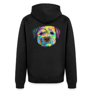 Border Terrier Dog - Unisex Premium Organic Zip Hoodie - black - Back - Nico (187cm)
