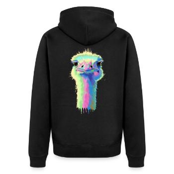 Strauß - Unisex Premium Bio Zip Hoodie - Schwarz - Hinten - Nico (187cm)