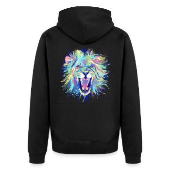 Lion - Unisex Premium Organic Zip Hoodie - black - Back - Nico (187cm)