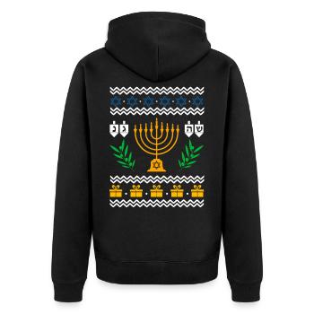 Hanoukka Chemise laide Hanukkah Cadeau du festival juif de Hanoukka - Veste à capuche bio Premium Unisexe - noir - Dos - Nico (187cm)
