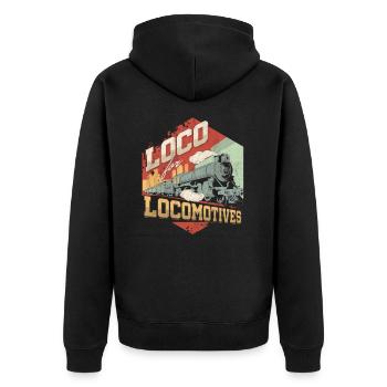 Railroad Railway Public Transportation Locomotive - Unisex Premium Organic Zip Hoodie - black - Back - Nico (187cm)