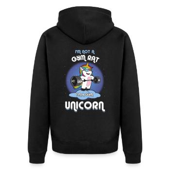Unicorn Magic Fantasy Workout Fitness Barbell - Unisex Premium Organic Zip Hoodie - black - Back - Nico (187cm)