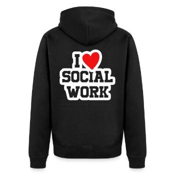I Love Social Work Social Worker Liberal Gift - Unisex Premium Organic Zip Hoodie - black - Back - Nico (187cm)