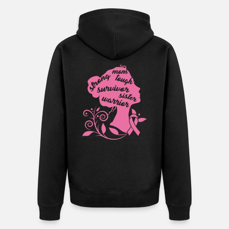 Starkes Mutter-starkes Brustkrebs-Überlebend-Geschenk - Unisex Premium Bio Zip Hoodie - Schwarz