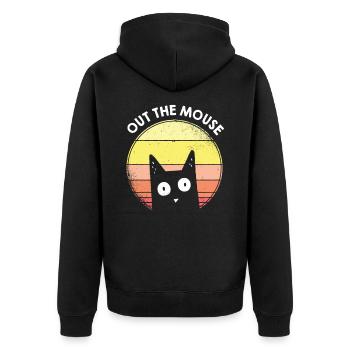 Out The Mouse Aus Die Maus Denglisch Lustig Spruch - Unisex Premium Bio Zip Hoodie - Schwarz - Hinten - Nico (187cm)