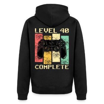 Level 40 Complete 40th Birthday 1980 Gift - Unisex Premium Organic Zip Hoodie - black - Back - Nico (187cm)