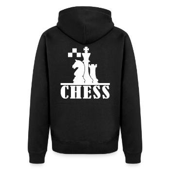 Chess - Unisex Premium Organic Zip Hoodie - black - Back - Nico (187cm)