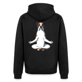 Yoga Boxer Dog - Unisex Premium Organic Zip Hoodie - black - Back - Nico (187cm)