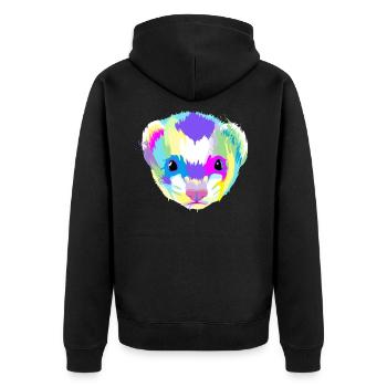 Splash Frettchen - Unisex Premium Bio Zip Hoodie - Schwarz - Hinten - Nico (187cm)